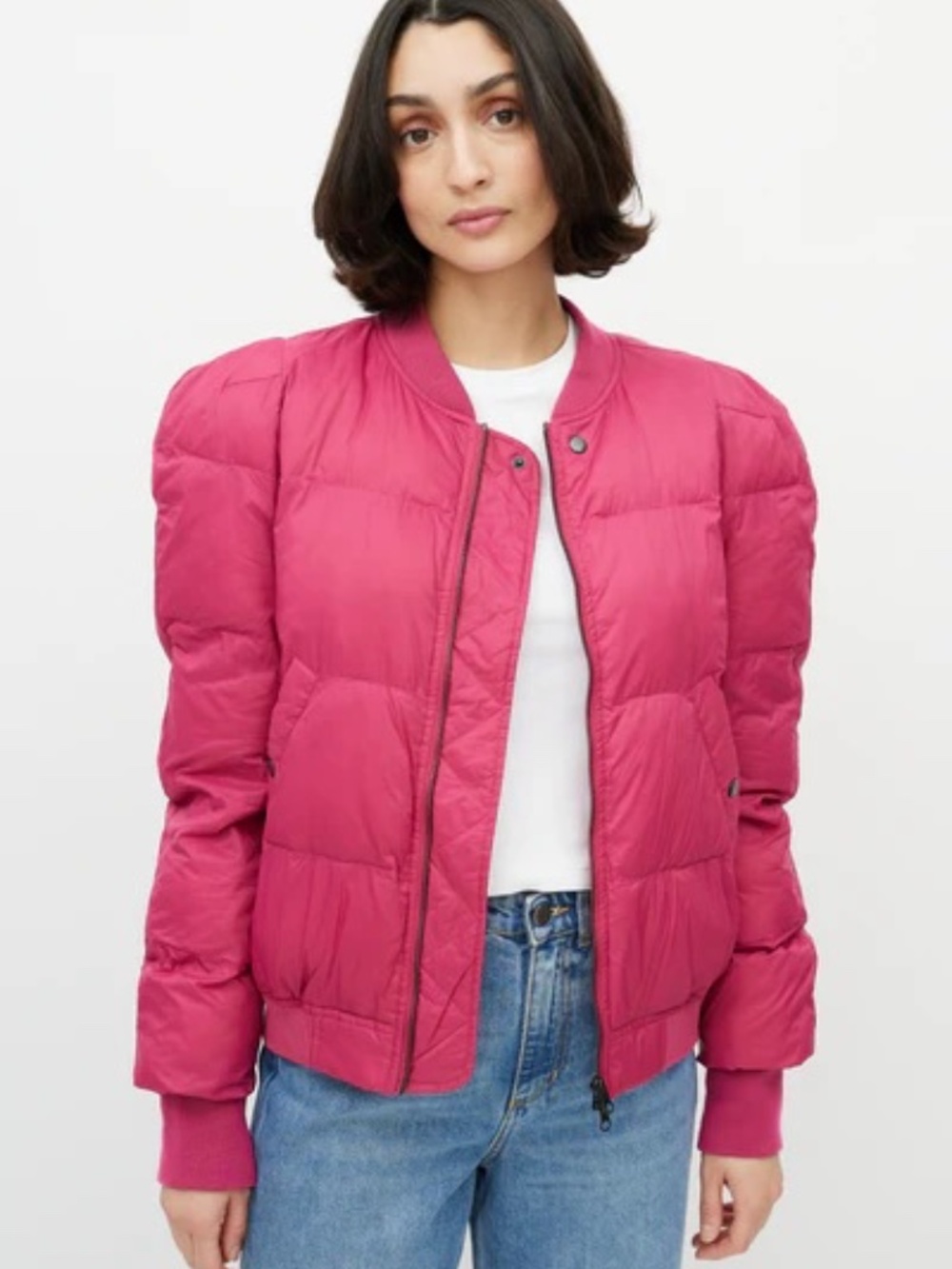 Isabel Marant Cody Puffer Jacket in Raspberry Pink - Size 34